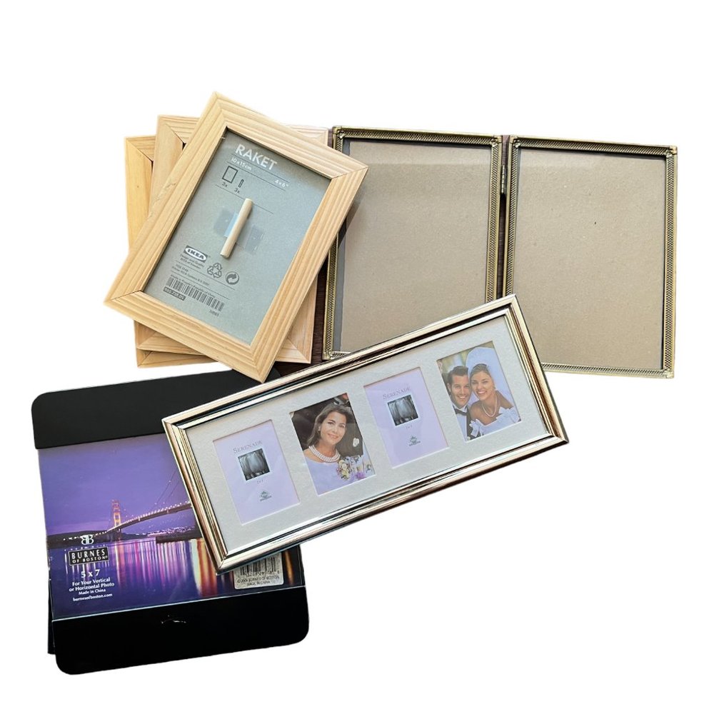 Lot of 6 Frames, Various Sizes, Table and/or Wall Frames